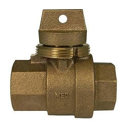 A.Y. McDonald 5142-366 Minneapolis Pattern Ball Curb Stop, 1-1/4 in, FNPT, Brass Body, EPDM Softgoods