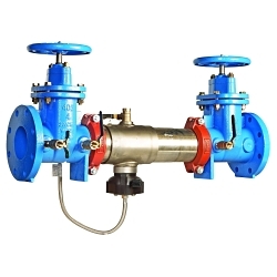WATTS® F111602 957-FS Inline Backflow Preventer, 2-1/2 in Nominal, Flange Joint End Style, Non-Rising Stem Resilient Seated Gate Valve, Stainless Steel Body, Reduced Pressure Zone, 7.5 fps Flow Rate, Domestic