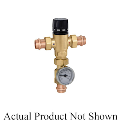 Caleffi MixCal™ 521516AC 3-Way Adjustable Thermostatic and Pressure Balanced Mixing Valve, 3/4 in, Press, 200 psi, 1 gpm, Brass Body