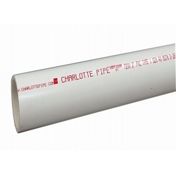 Charlotte PVC 07112 0600 Pipe, 1-1/2 in, SCH 40/STD, Plain, PVC, 10 ft L, ASTM D1784/D1785, NSF 14/61, Domestic