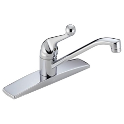 DELTA® 100LF-WF Classic Kitchen Faucet, 1.8 gpm Flow Rate, 8 in Center, Swivel Spout, Polished Chrome, 1 Handles, Domestic