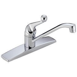 DELTA® 100LF-WF Classic Kitchen Faucet, 1.8 gpm Flow Rate, 8 in Center, Swivel Spout, Polished Chrome, 1 Handles, Domestic