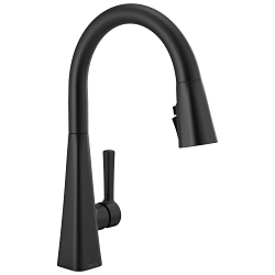 DELTA® 19802Z-BL-DST Lenta™ Single Faucet, 1.8 gpm Flow Rate, Matte Black, 1 Handles, 1 or 3 Faucet Holes, Domestic, Commercial