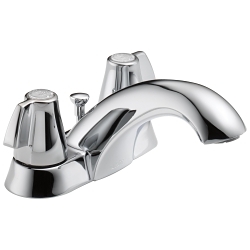 DELTA® 2520LF-MPU Classic Centerset Lavatory Faucet, Polished Chrome, 2 Handles, Metal Pop-Up Drain, 1.2 gpm Flow Rate