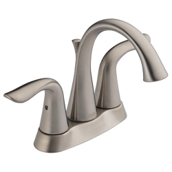 DELTA® 2538-SSMPU-DST Lahara® Centerset Lavatory Faucet, Stainless Steel, 2 Handles, Metal Pop-Up Drain, 1.2 gpm Flow Rate