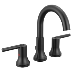 DELTA® 3559-BLMPU-DST Trinsic® Widespread Lavatory Faucet, 1.2 gpm Flow Rate, 7-3/4 in H Spout, 4 to 16 in Center, Matte Black, 2 Handles, Metal Pop-Up Drain