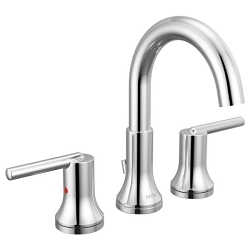 DELTA® 3559-MPU-DST Trinsic® Widespread Lavatory Faucet, Commercial, 1.5 gpm Flow Rate, 4-15/16 in H Spout, 4 to 16 in Center, Polished Chrome, 2 Handles, Pop-Up Drain