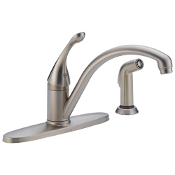 DELTA® 440-SS-DST Collins™ Kitchen Faucet, 1.8 gpm Flow Rate, 8 in Center, Swivel Spout, Stainless Steel, 1 Handles, Domestic