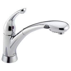 DELTA® 470-DST Signature™ Kitchen Faucet, 1.8 gpm Flow Rate, 120 deg Swivel Spout, Polished Chrome, 1 Handles, 1/3 Faucet Holes