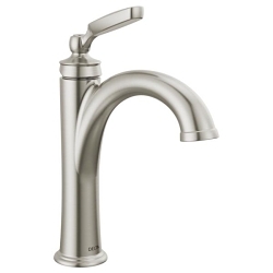 DELTA® 532-SSMPU-DST Woodhurst™ Single Handle Bathroom Faucet, 1.2 gpm Flow Rate, 5.38 in H Spout, 1 Handles, Pop-Up Drain, 1 Faucet Holes, Brilliance Stainless, Lavatory Function