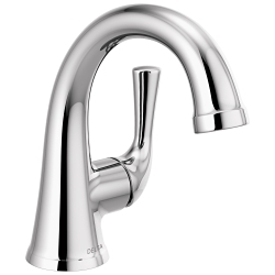 DELTA® 533LF-MPU Kayra™ Bathroom Faucet, 1.2 gpm at 60 psi Flow Rate, 4-1/2 in H Spout, 1 Handle, Metal Push Pop-Up Drain, 1 Faucet Hole, Polished Chrome
