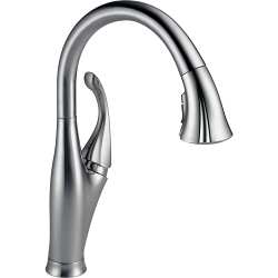 DELTA® 9192-AR-DST Addison™ Kitchen Faucet, 1.5 gpm Flow Rate, Arctic™ Stainless Steel, 1 Handles, 1 Faucet Holes, Function: Traditional, Commercial