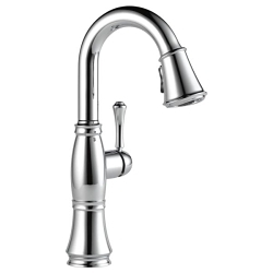 DELTA® 9997-PR-DST Pull-Down Bar/Prep Faucet, Cassidy™, Lumicoat Polished Chrome, 1 Handle, 1.8 gpm at 60 psi