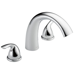 DELTA® T2705 Roman Tub Trim, Classic, 18 gpm Flow Rate, 8 to 16 in Center, Polished Chrome, 2 Handles, Function: Traditional