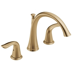 DELTA® T2738-CZ Roman Tub Trim, Lahara®, 18 gpm Flow Rate, 8 to 16 in Center, Champagne Bronze, 2 Handles, Function: Traditional