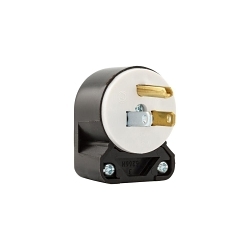 EATON Arrow Hart™ AutoGrip™ Eaton Wiring Devices Ultra Grip™ 5266AN Angled Grounding Straight Blade Plug, 125 V AC, 15 A, 2 Poles, 3 Wires, Black/White