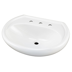 Gerber® G0012518 Maxwell® Lavatory Sink With Consealed Front Overflow, D-Shaped Shape, 8 in Faucet Hole Spacing, 21 in W x 18 in H, Wall Mount, Vitreous China, White, Import