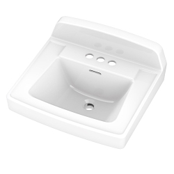 Gerber® G0012654 Monticello™ II Bathroom Sink With Exposed Rear Overflow, Rectangle Shape, 4 in Faucet Hole Spacing, 20-1/4 in W x 18-1/2 in D x 13 in H, Vitreous China, White, Import