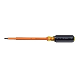 Klein® 662-7-INS Screwdriver, #2 Square Point, 11.313 in OAL, Plastic Handle, Black Oxide, ASTM F1505