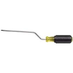 Klein® 670-6 Screwdriver, 3/16 in Cabinet Point, Steel Shank, 9-3/4 in OAL, Rubber Handle, Polished Chrome, ANSI/ASME Specified