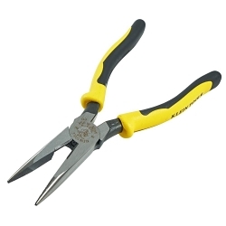 Klein® Journeyman™ J203-8 Heavy Duty Long Nose Plier, Tool Steel Jaw, 2.313 in L x 1 in W Jaw, 8.563 in OAL, 1/8 in W Tip