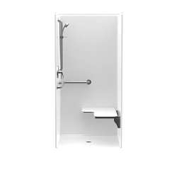 Lasco 36" ADA Shower Left-Seat, Right-Fixture Wall & Rod - White