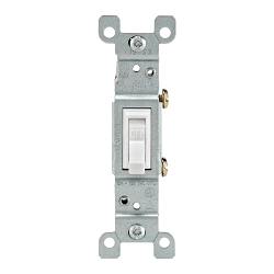Leviton® 1451-WCP Non-Grounding AC Quiet Toggle Switch, 120 V AC, 15 A, 1/2, 2 hp Power Rating