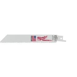 Milwaukee® SAWZALL® 48-00-5091 Straight Back Thin Kerf Reciprocating Saw Blade, 6 in L x 3/4 in W, 8/12 TPI, Bi-Metal Body, Universal/Toothed Edge Tang