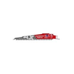 Milwaukee® SAWZALL® AX™ 48-00-5221 Tapered Back Reciprocating Saw Blade, 6 in L, 5 TPI, Carbide Body, Universal/Toothed Edge Tang
