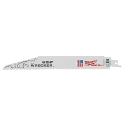 Milwaukee® SAWZALL® The Wrecker™ 48-00-5706 Demolition Straight Back Reciprocating Saw Blade, 9 in L x 1 in W, 8 TPI, Bi-Metal Body, Universal/Toothed Edge Tang