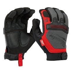 Milwaukee® 48-22-8731 Demolition General Purpose Work Gloves, Work, Fingerless Style, M, Leather/Single Hem, Black/Red