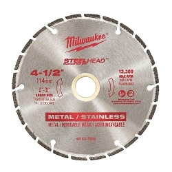 Milwaukee® SteelHead™ 49-93-7805 Segmented Diamond Cut-Off Blade, 4-1/2 in Dia Blade, 0.05 in W, 5/8 to 7/8 in Arbor/Shank, Dry/Dry Cutting