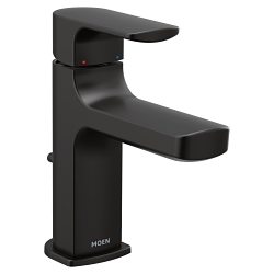 Moen® 6900BL Bathroom Faucet, Rizon™, Commercial, 1.2 gpm Flow Rate, 3-27/64 in H Spout, 1 Handle, Lift Rod Drain, 1 Faucet Hole, Matte Black