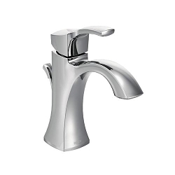 Moen® 6903 6903 Voss™ Bathroom Faucet, 1.5 gpm Flow Rate, 4.68 in H Spout, 1 Handles, Metal Pop-Up Drain, 1 Faucet Holes, Chrome