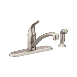 Moen® 7430SRS Chateau® Kitchen Faucet, 1.5 gpm Flow Rate, 7-7/8 in Center, Low-Arc Spout, Spot Resist Stainless, 1 Handles, Yes, Domestic