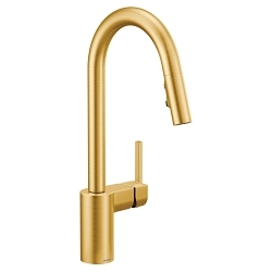 Moen® 7565BG 7565 Align™ Pull-Down Kitchen Faucet, 1.5 gpm Flow Rate, Brushed Gold, 1 Handles, 1 Faucet Holes, Function: Traditional, Domestic, Commercial