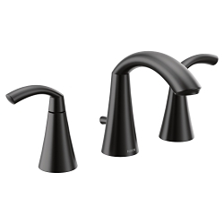 Moen® TV6173BL Glyde™ High Arc Bathroom Faucet, 1.2 gpm Flow Rate, 4-3/16 in H Spout, 8 to 16 in Center, Matte Black, 2 Handles, Pop-Up Drain, Domestic