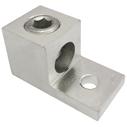MORRIS 90720 1-Conductor Dual Rated Reusable Mechanical Lug, 6 AWG to 250 kcmil Solid Aluminum/Copper Conductor, 0.33 in Stud, 1 Bolt Hole, 6061-T6 Aluminum Alloy