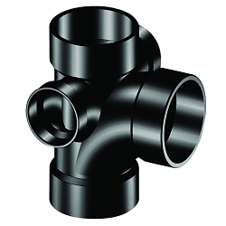 3" ABS Sanitary Tee with Two 2" Inlets (02811)