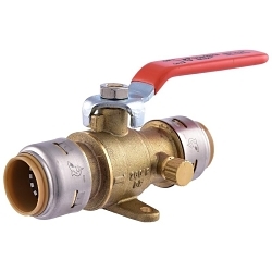 Sharkbite® UR24616 Lever Ball Valve, 3/4 in Nominal, Push-to-Connect End Style, Brass Body