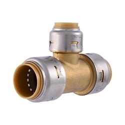 Sharkbite® UR412 Tee, 3/4 x 3/4 x 1/2 in Nominal, Push-to-Connect End Style, Lead-Free DZR Brass