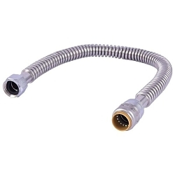 Sharkbite® URSS3088FX24 Corrugated Water Heater Connector, 3/4 in Nominal, FIP End Style, 24 in L, 200 psi Working, Lead-Free DZR Brass
