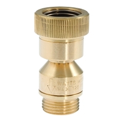 WATTS® 0792099 LFN9 Inline Backflow Preventer, 3/4 in Nominal, Female Hose Threaded x Male Hose Threaded End Style, Brass Body, Double Check, 4 gpm Flow Rate, Import