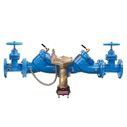 WATTS® 88009301 LF909-FS Large Inline Pattern Backflow Preventer With Integrated Flood Sensor, 3 in Nominal, Flanged End Style, Non-Rising Stem Resilient Seated Gate Valve, Cast Iron Body, Reduced Pressure Zone