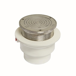 WATTS® CO12-4PVC Adjustable Round Non-Skid Floor Cleanout With Removable Poly Cleanout Plug, 5 in Cleanout, 4 in Outlet, PVC