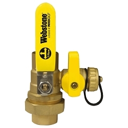 Webstone Union Ball Drain™ Clean Brass™ 50434 5043 Standard Union Ball Drain, 1 in Nominal, FNPT Union x C End Style, Forged Brass Body, Full Port, EPDM/PTFE Softgoods, Import