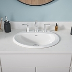 American Standard 0475020.020 Aqualyn Bathroom Sink, Oval Shape, 8 in Faucet Hole Spacing, 20-3/8 in W x 17-3/8 in D x 7 in H, Drop-In Mount, Vitreous China, White, Import