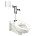 American Standard 2257101.020 Flushometer Toilet Bowl, Afwall, White, Elongated Shape, 13-1/8 in H Rim, 2-1/8 in Trapway