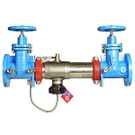WATTS® F111602 957-FS Inline Backflow Preventer, 2-1/2 in Nominal, Flange Joint End Style, Non-Rising Stem Resilient Seated Gate Valve, Stainless Steel Body, Reduced Pressure Zone, 7.5 fps Flow Rate, Domestic