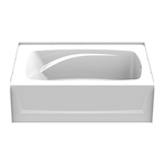 Aquatic A2000205-R-WHT Everyday Series Bathtub, Soaking, Rectangle Shape, 60 in L 43-1/4 in W, Right Drain, White, Domestic